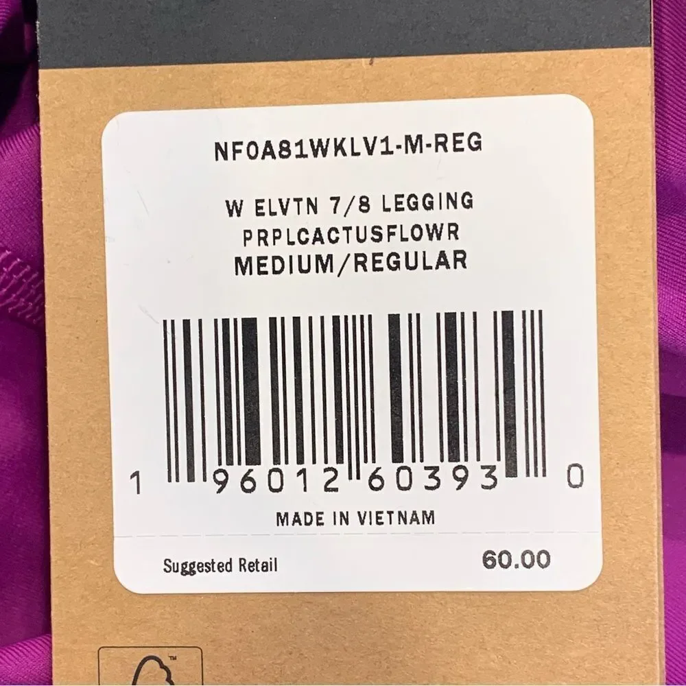 The North Face Elevation 7/8 Length Leggings Purple Cactus Flower Size Medium